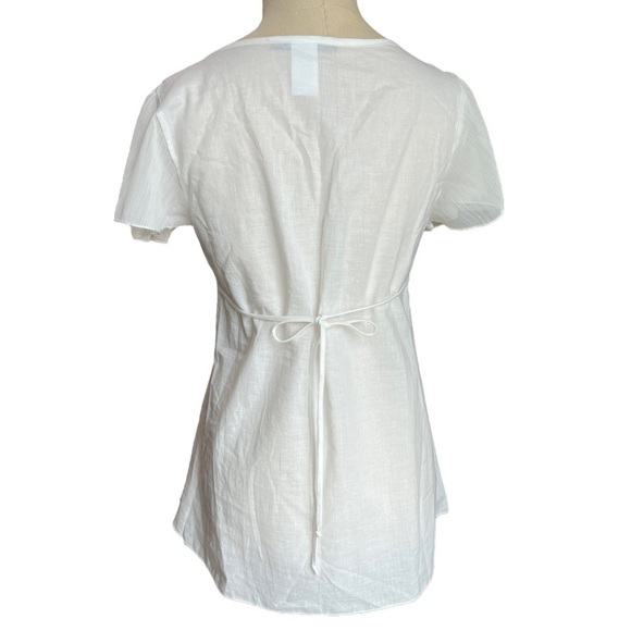 GirlTalk Ivory Ruffle Flutter Sleeve Bridgerton Vibe Babydoll Blouse Size Medium - Picture 8 of 9